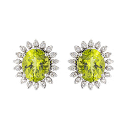 Boucles d'oreilles Or blanc Péridot - Castafiore