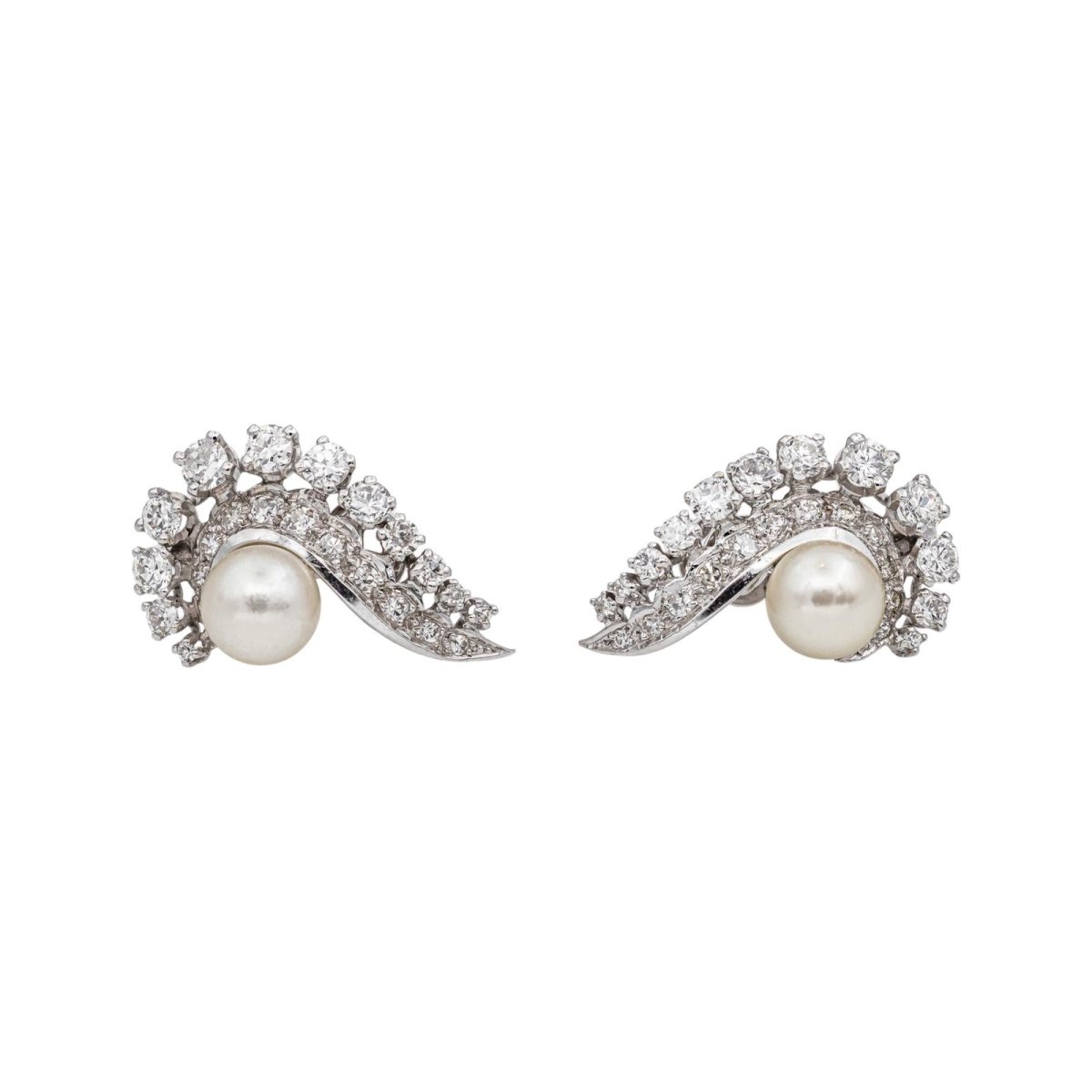 Boucles d'oreilles Or blanc Perle - Castafiore