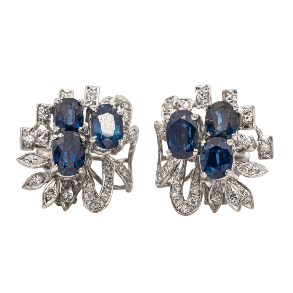 Boucles d'oreilles Or blanc Saphir - Castafiore