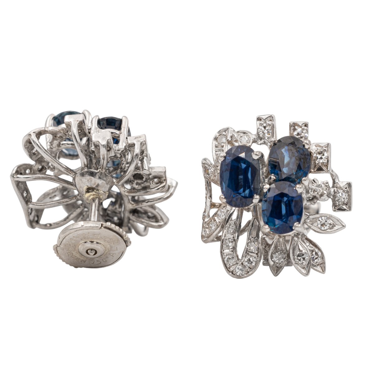 Boucles d'oreilles Or blanc Saphir - Castafiore