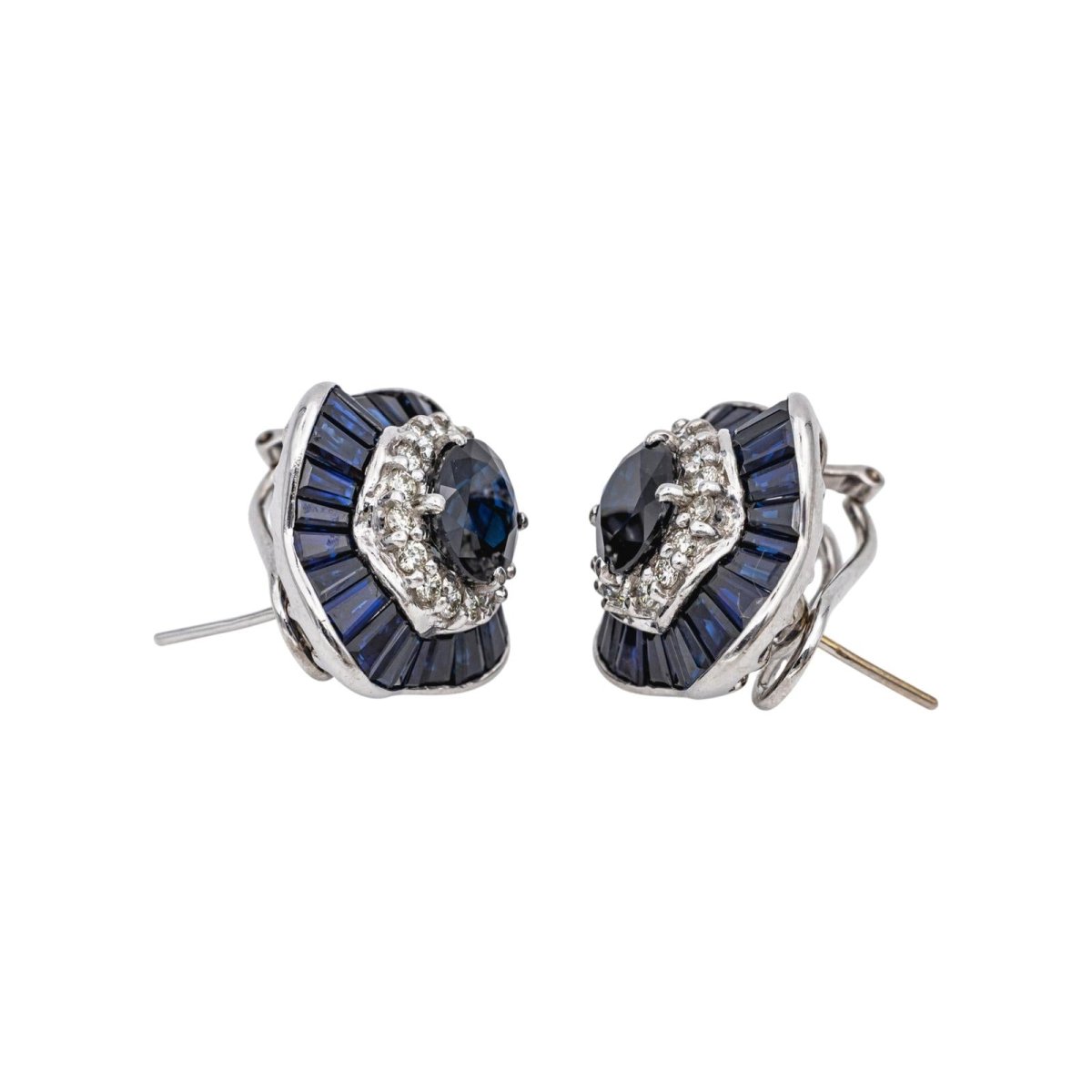 Boucles d'oreilles Or blanc saphir - Castafiore