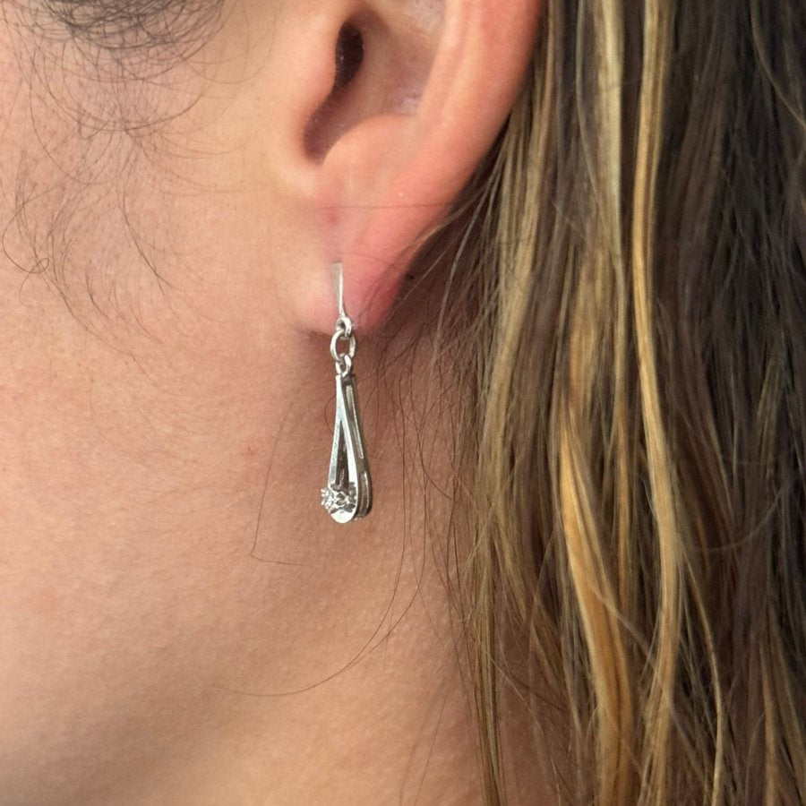 Boucles d'oreilles OR Boucle illusion en or blanc et diamant - Castafiore