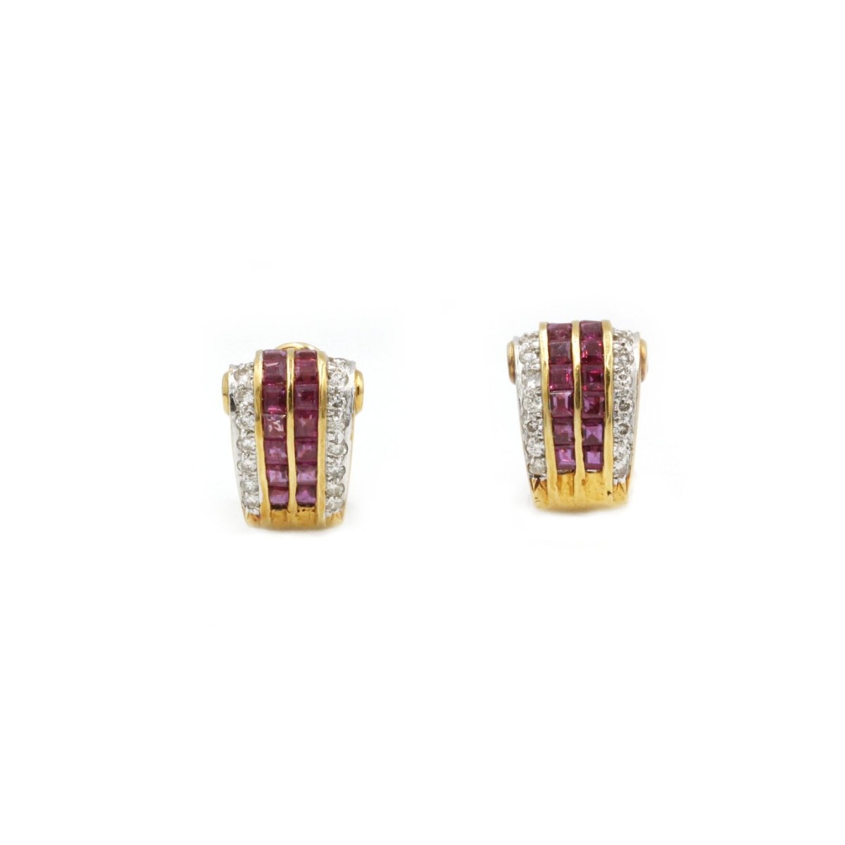 Boucles D'Oreilles - Or, Diamants Et Rubis - Castafiore