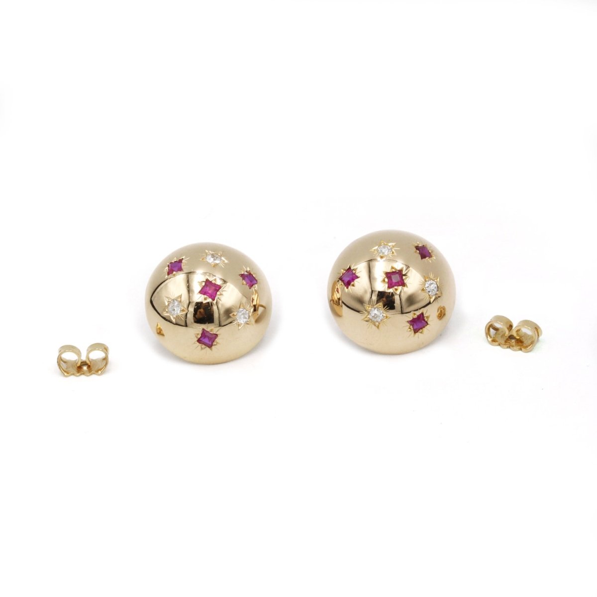 Boucles d'oreilles - Or, Diamants & Rubis - Castafiore