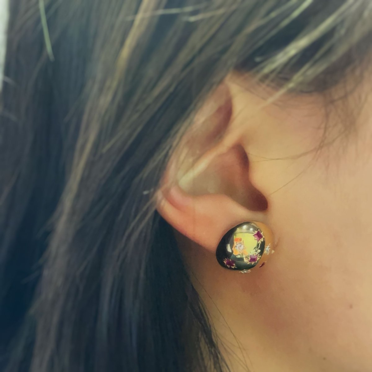 Boucles d'oreilles - Or, Diamants & Rubis - Castafiore