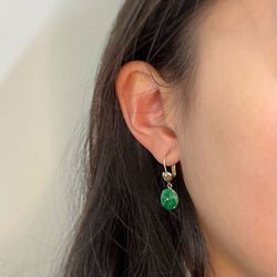 Boucles d'oreilles - Or & Jade - Castafiore