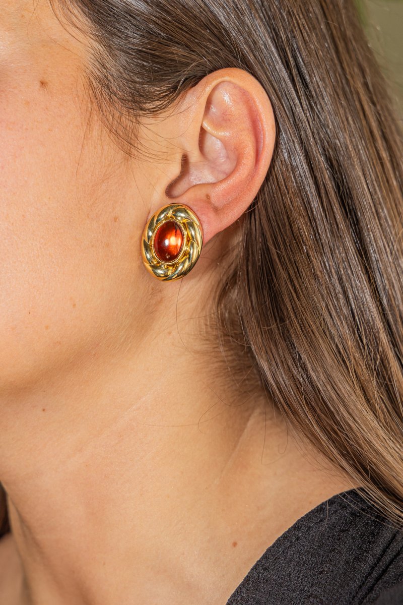Boucles d'oreilles Or jaune Ambre - Castafiore