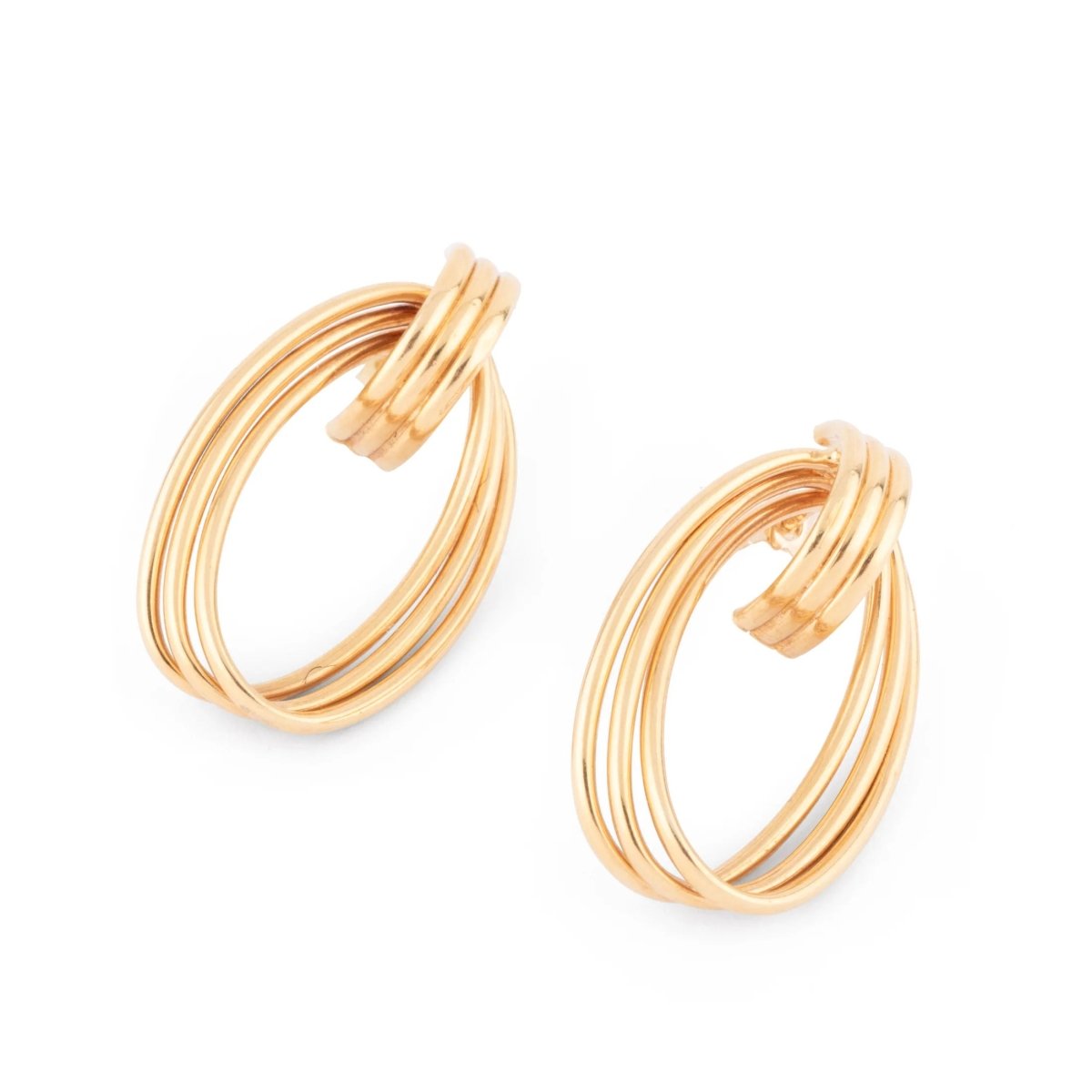 Boucles d'oreilles or jaune anneaux entrelacés - Castafiore