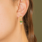 Boucles d'Oreilles Or Jaune avec Emeraudes et Diamants - Castafiore