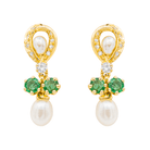 Boucles d'Oreilles Or Jaune avec Emeraudes et Diamants - Castafiore