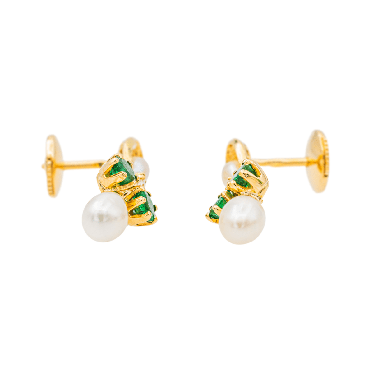 Boucles d'Oreilles Or Jaune avec Emeraudes et Diamants - Castafiore