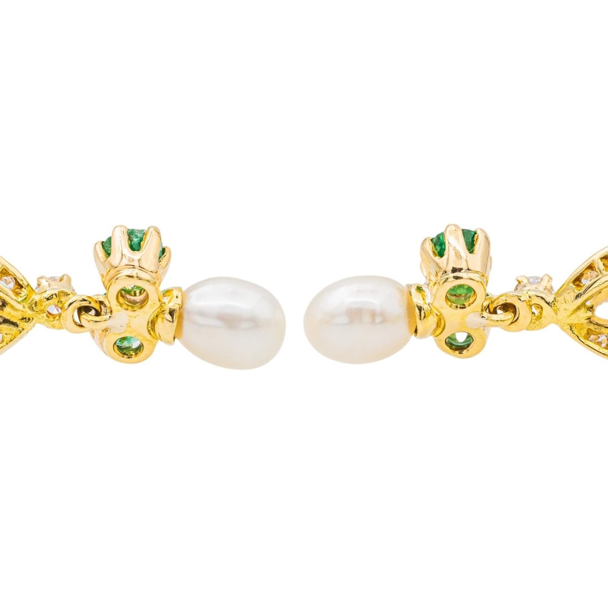 Boucles d'Oreilles Or Jaune avec Emeraudes et Diamants - Castafiore