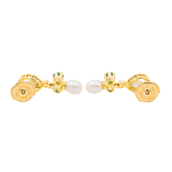Boucles d'Oreilles Or Jaune avec Emeraudes et Diamants - Castafiore