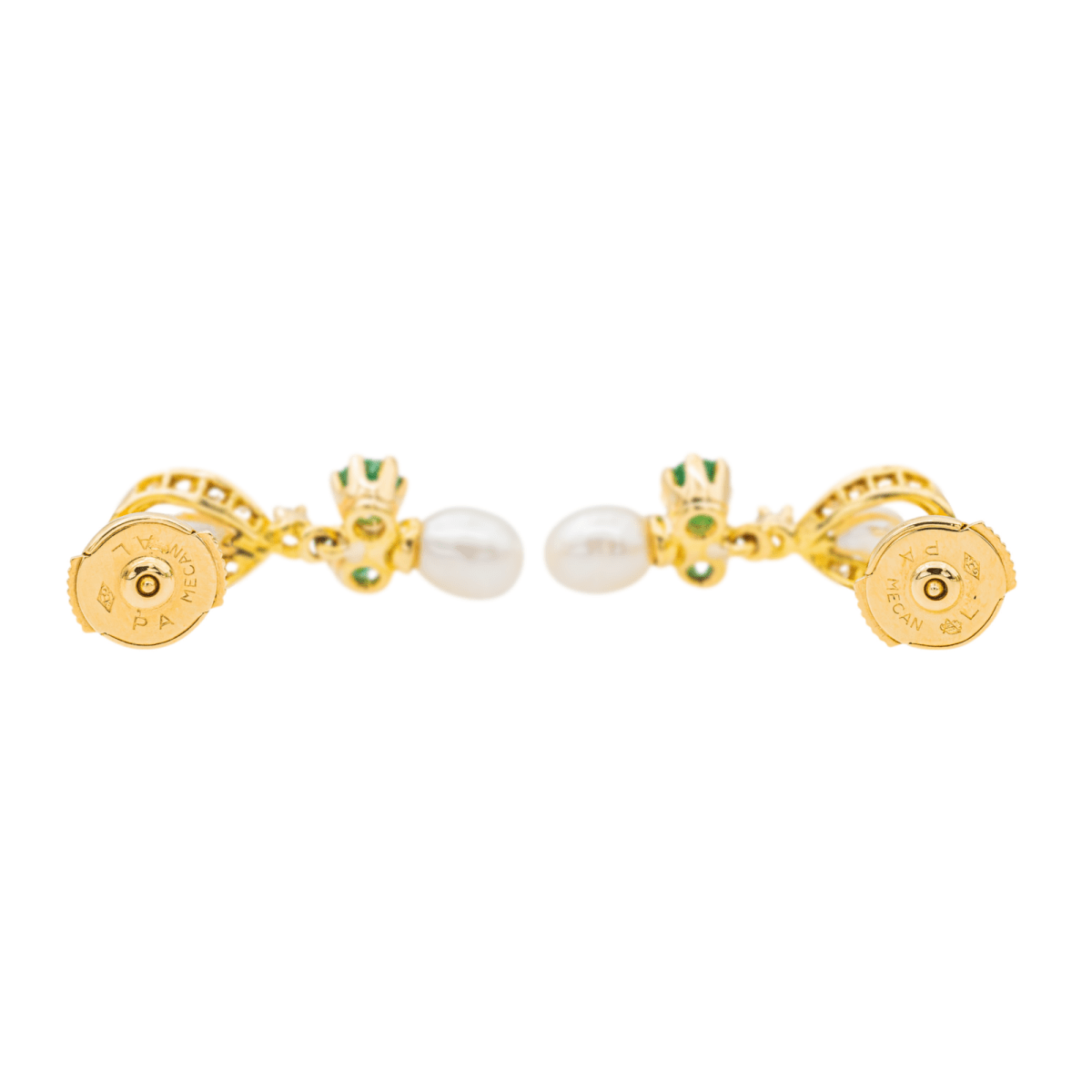 Boucles d'Oreilles Or Jaune avec Emeraudes et Diamants - Castafiore