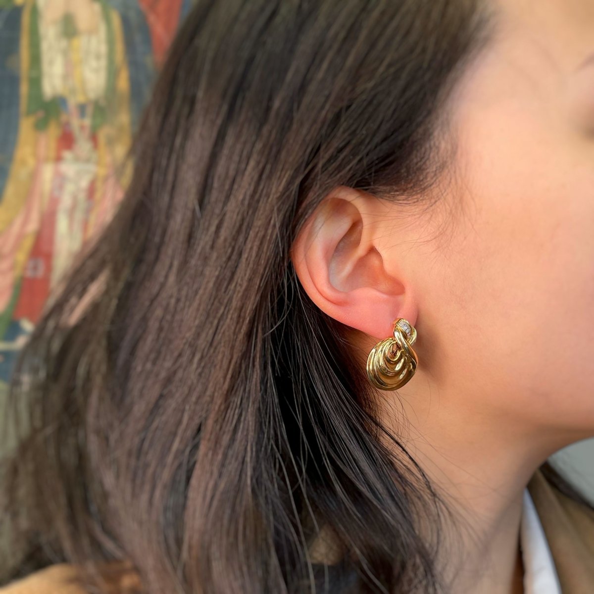 Boucles d'oreilles - Or jaune & diamants - Castafiore