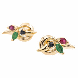 Boucles d'oreilles Or jaune Emeraude - Castafiore