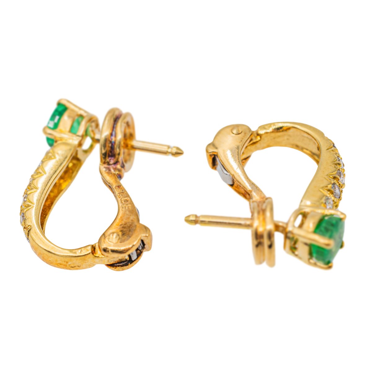 Boucles d'oreilles Or jaune Emeraude - Castafiore