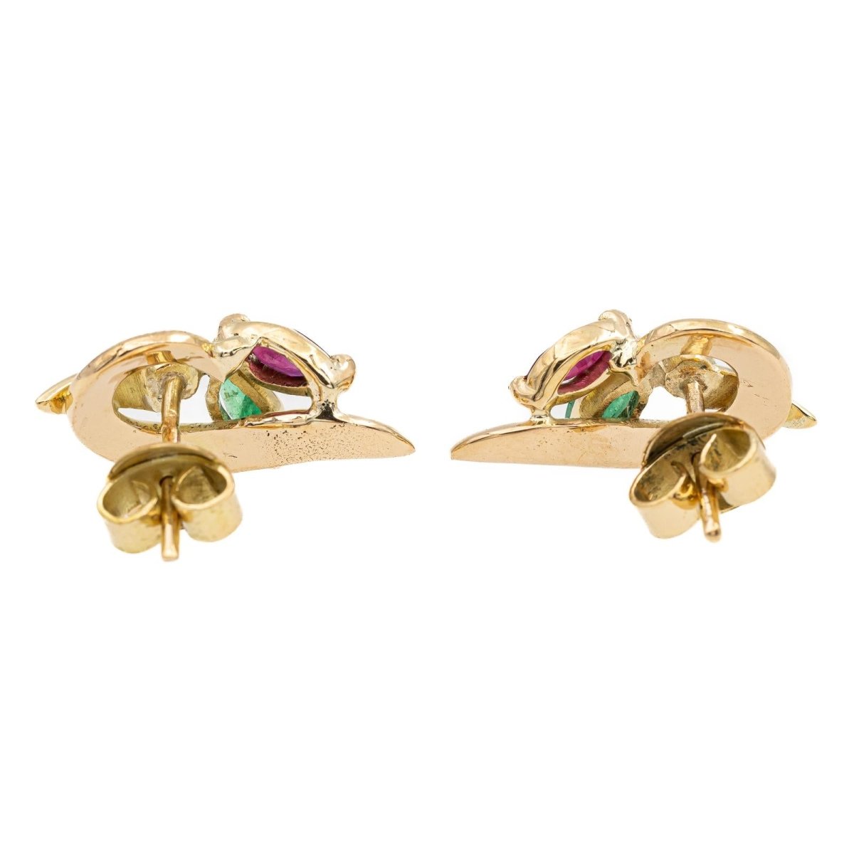 Boucles d'oreilles Or jaune Emeraude - Castafiore