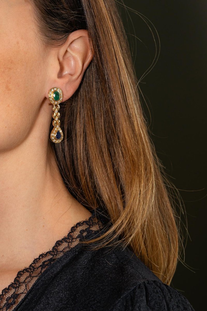 Boucles d'oreilles Or jaune Emeraude - Castafiore