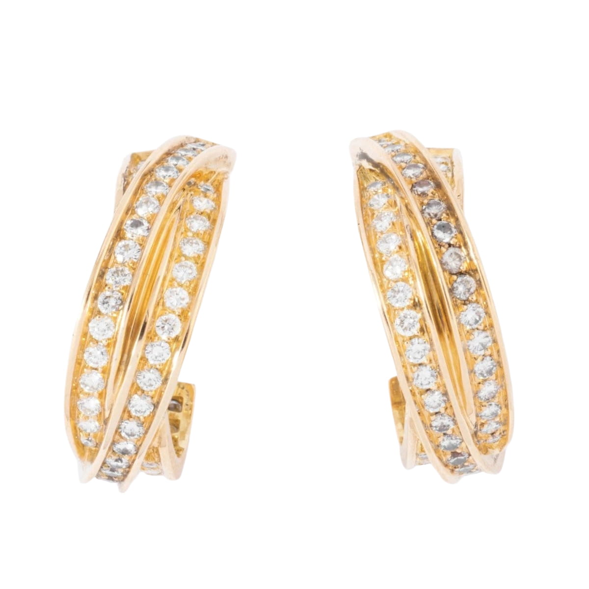 Boucles d'oreilles or jaune et diamant de la maison Cartier modèle Trinity - Castafiore