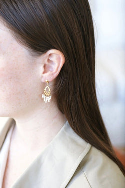 Boucles d'oreilles or jaune et franges de perles - Castafiore