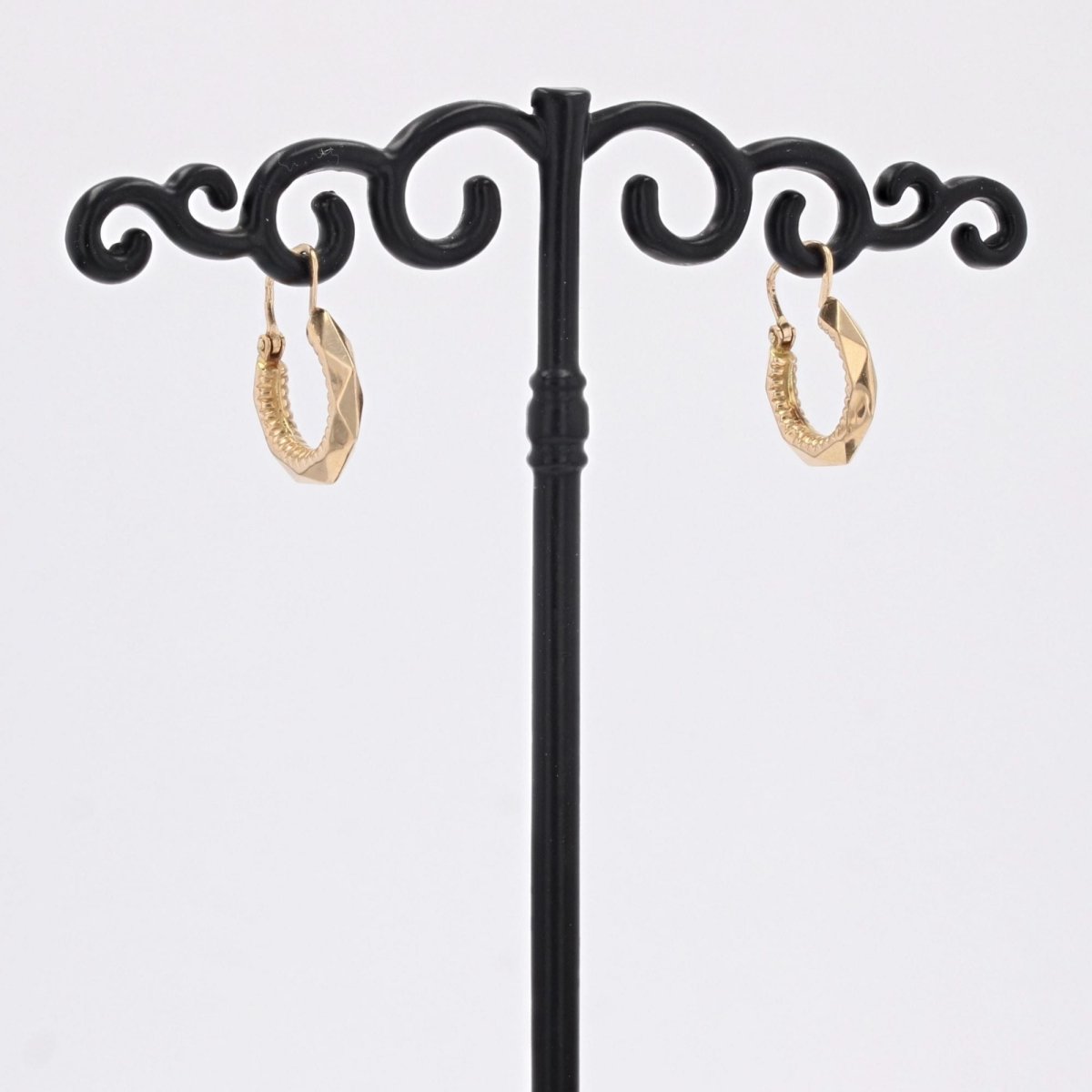 Boucles d'oreilles or rose créoles ciselé facetté - Castafiore