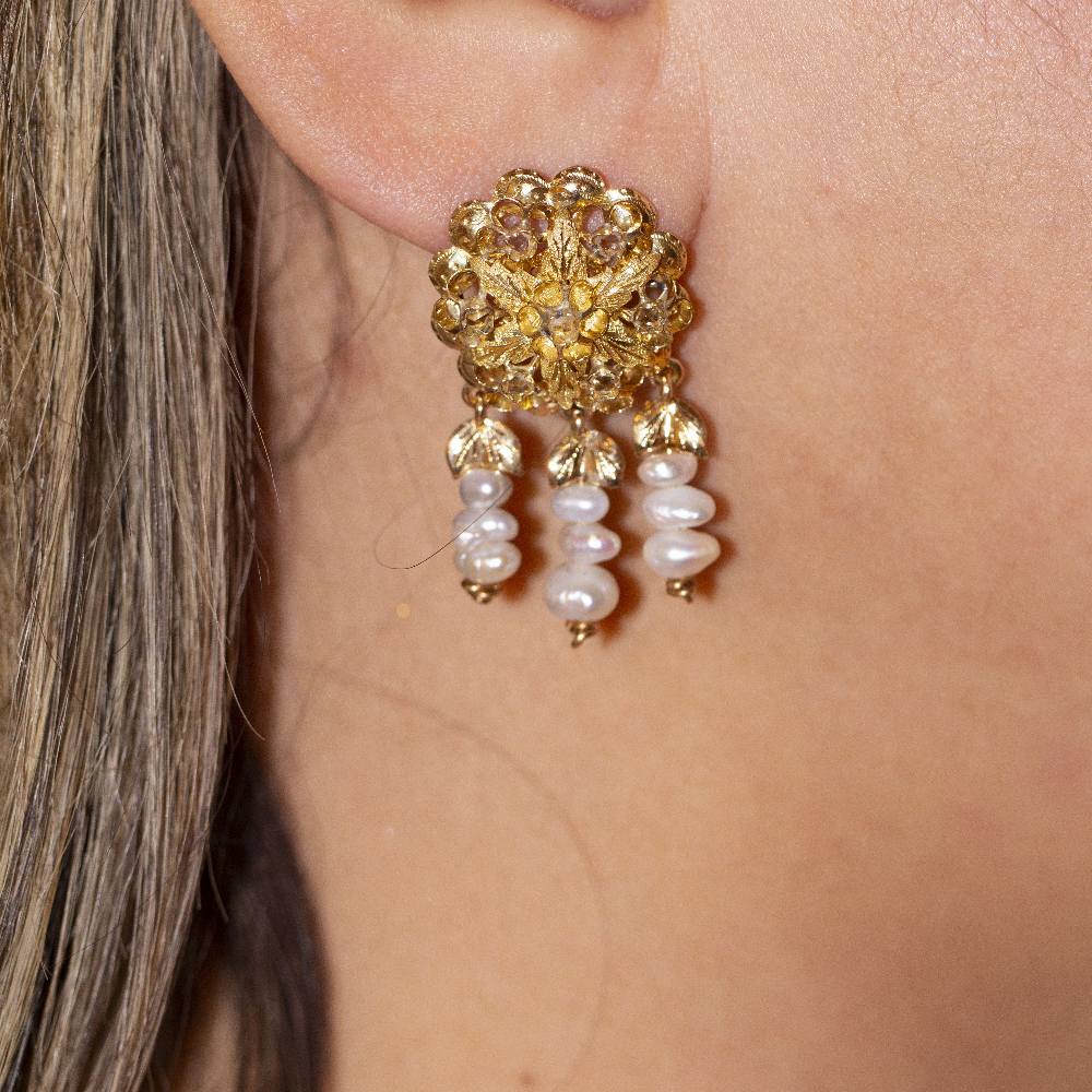 Boucles d'oreilles originales KESHI1900 avec diamants - Castafiore
