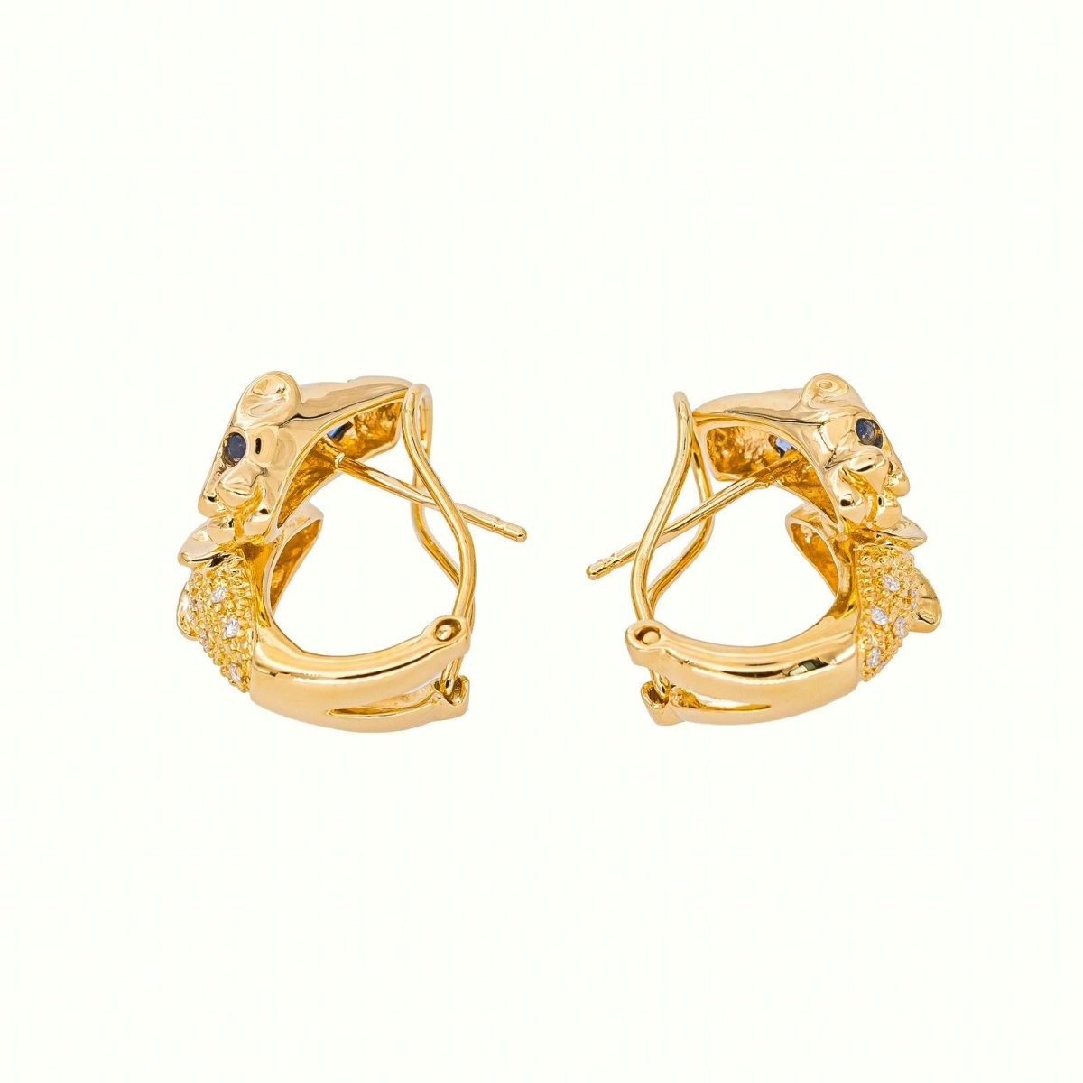 Boucles d'oreilles Panthère Or jaune Saphir - Castafiore