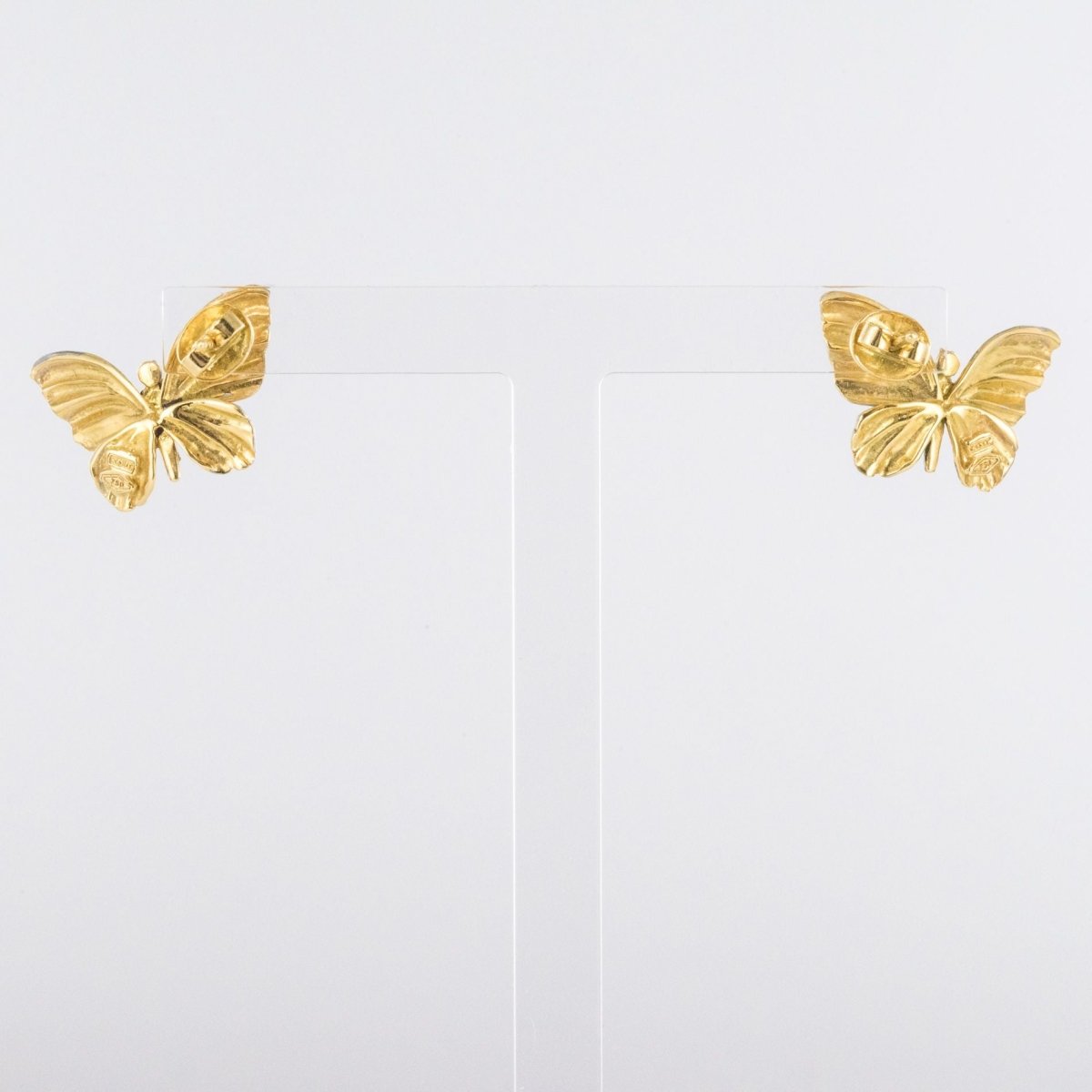 Boucles d'oreilles papillons en or, émail et diamants - Castafiore