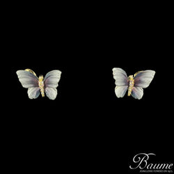 Boucles d'oreilles papillons en or, émail et diamants - Castafiore