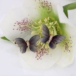 Boucles d'oreilles papillons en or, émail et diamants - Castafiore