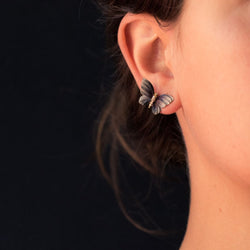 Boucles d'oreilles papillons en or, émail et diamants - Castafiore