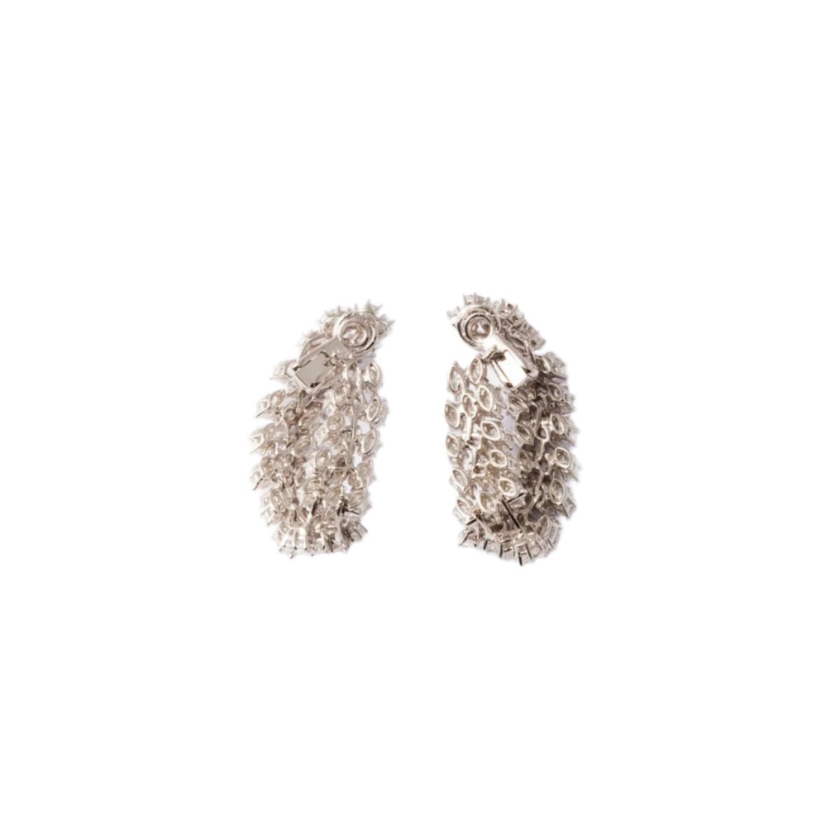 Boucles d'oreilles Pavée en or blanc et diamants - Castafiore