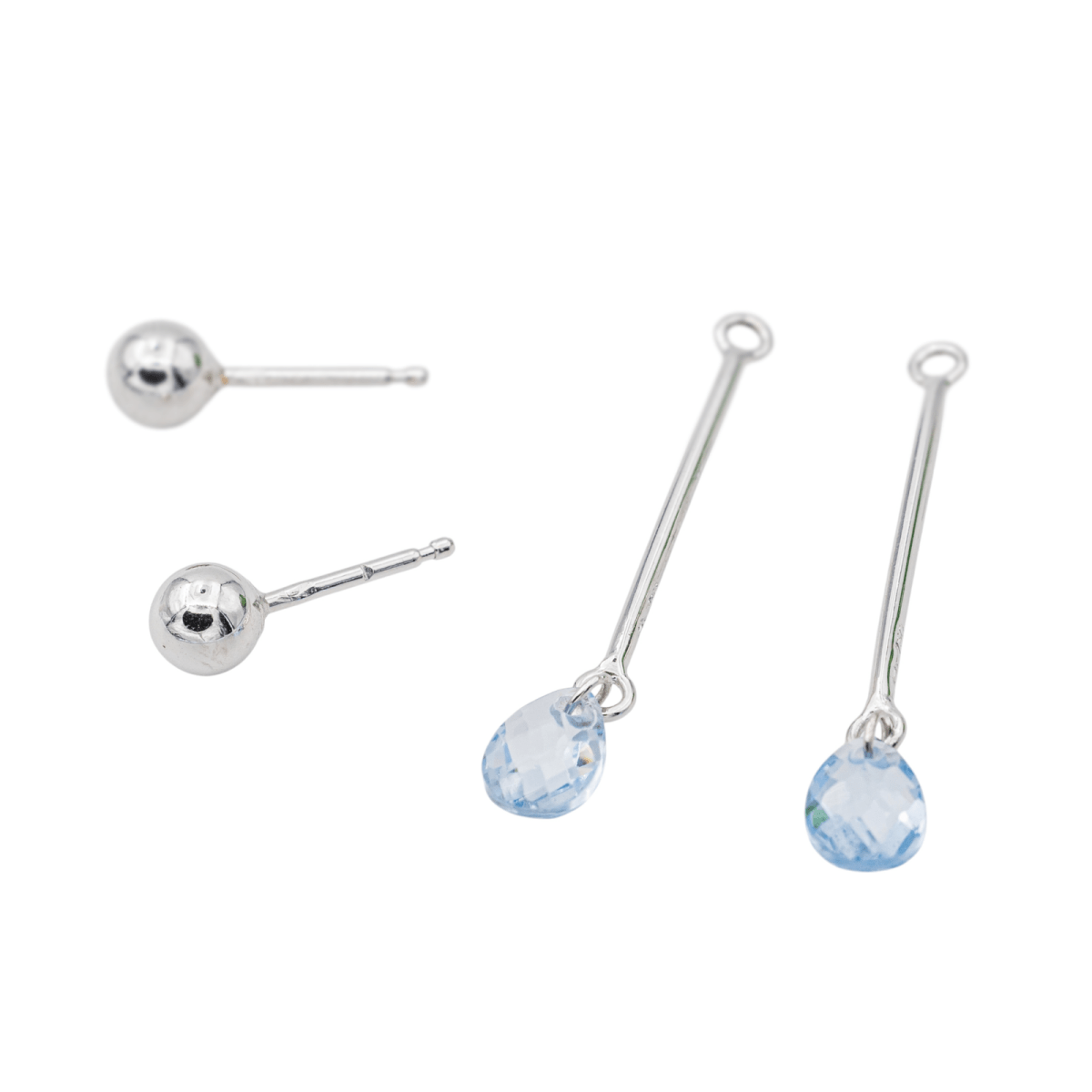 Boucles d'oreilles Pendantes Aigue Marine en Or Blanc 750 - Castafiore