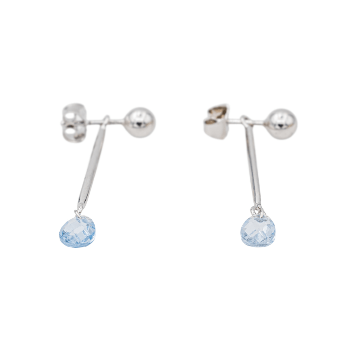 Boucles d'oreilles Pendantes Aigue Marine en Or Blanc 750 - Castafiore