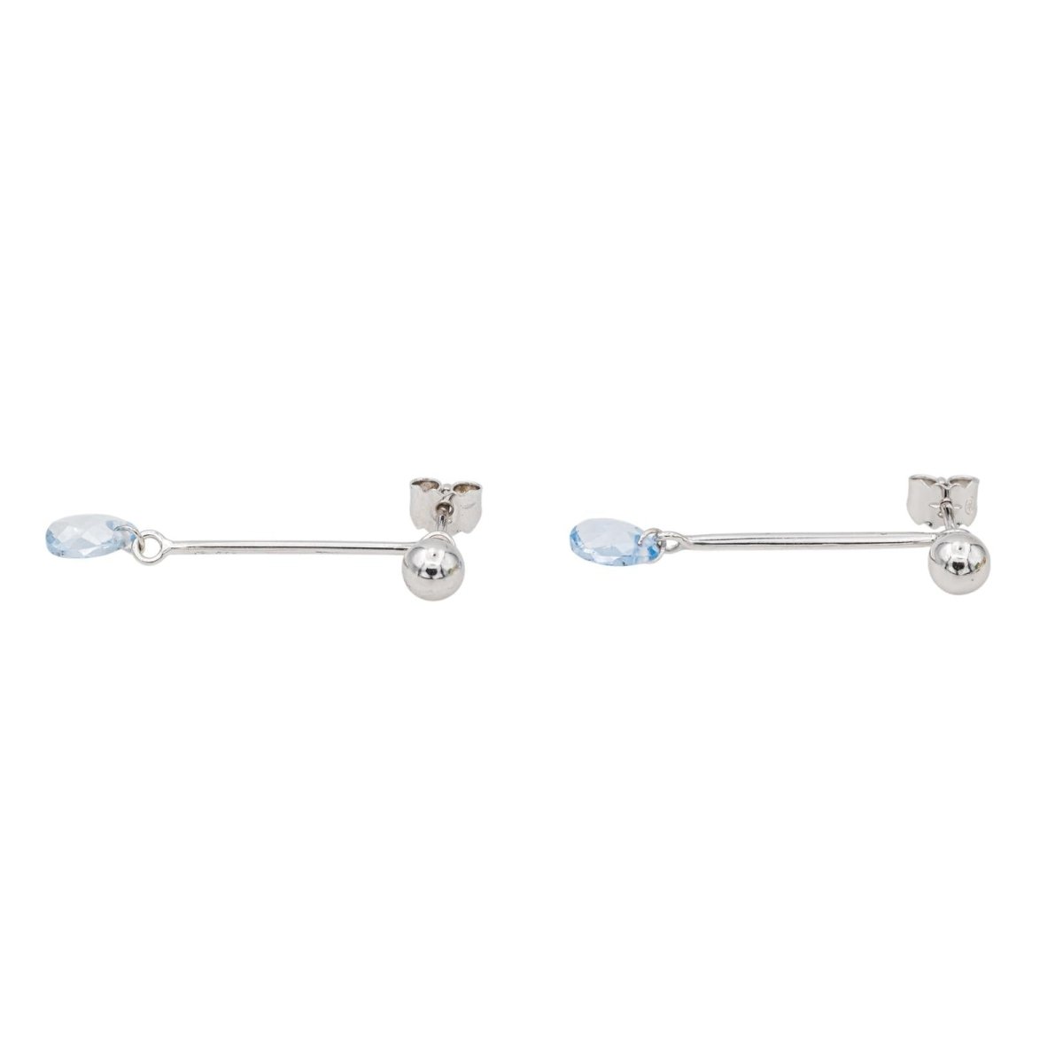Boucles d'oreilles Pendantes Aigue Marine en Or Blanc 750 - Castafiore