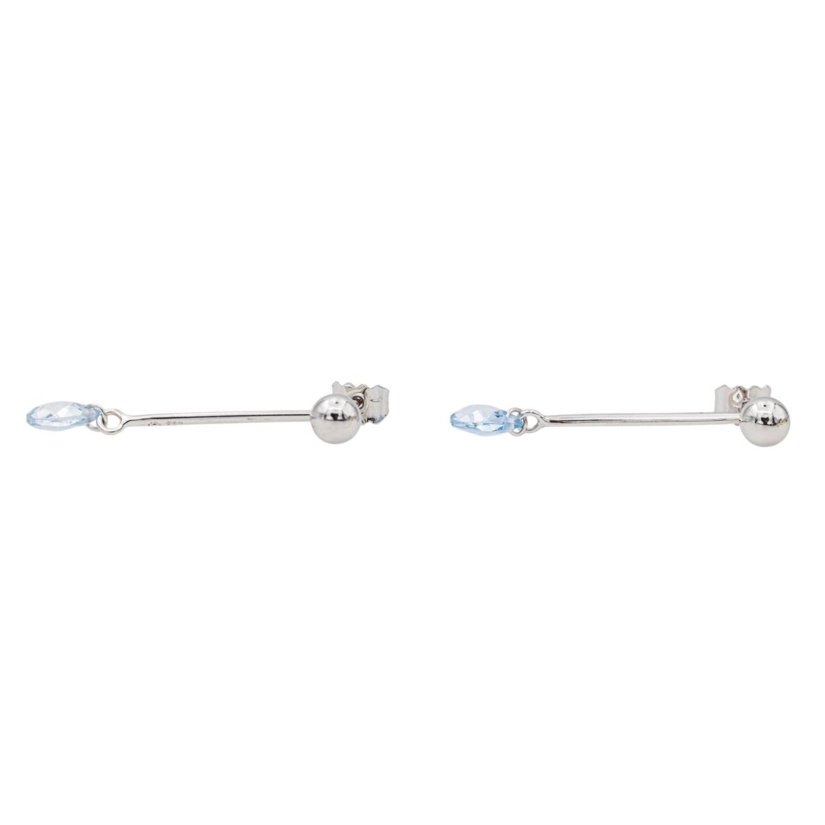 Boucles d'oreilles Pendantes Aigue Marine en Or Blanc 750 - Castafiore