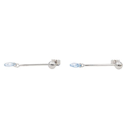Boucles d'oreilles Pendantes Aigue Marine en Or Blanc 750 - Castafiore