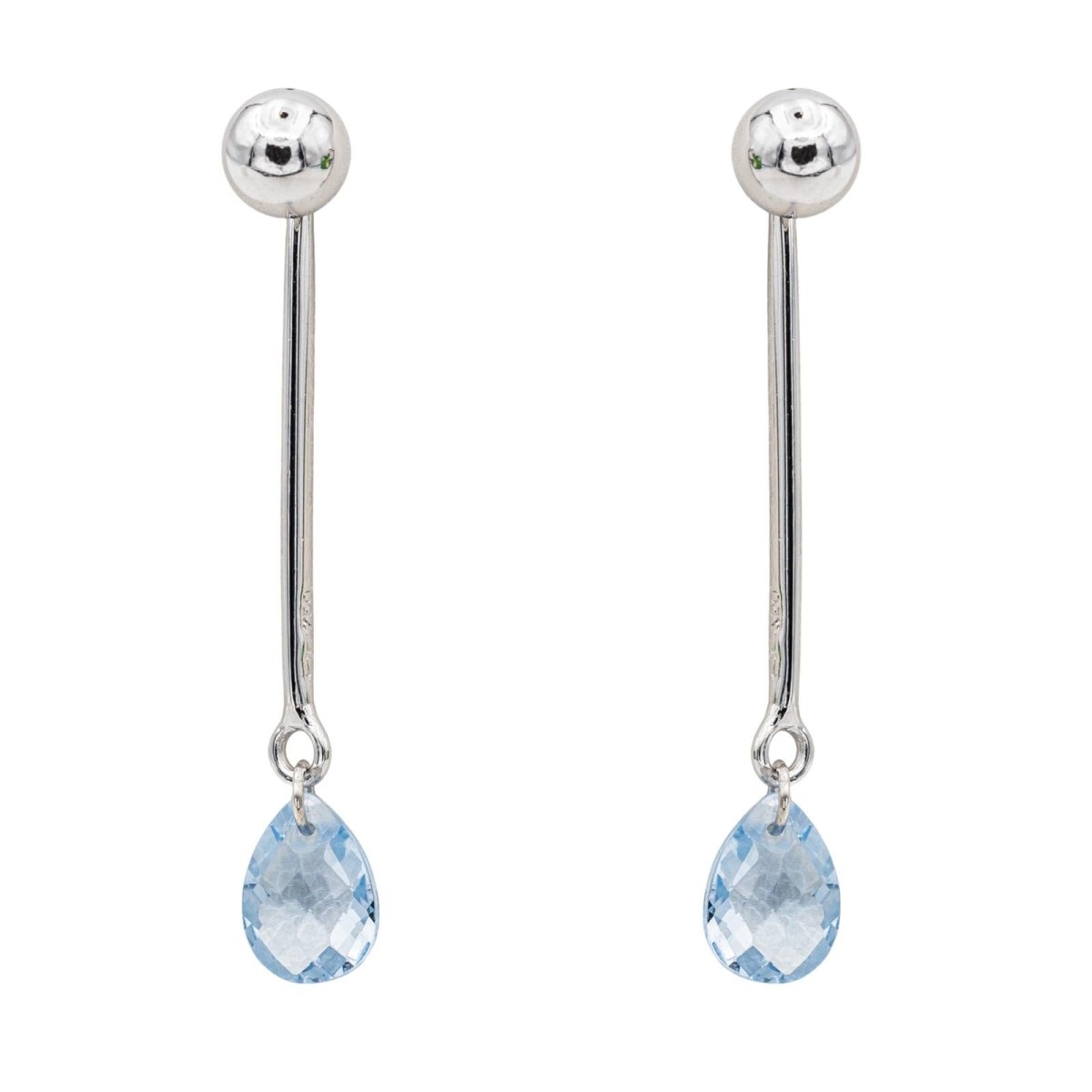 Boucles d'oreilles Pendantes Aigue Marine en Or Blanc 750 - Castafiore