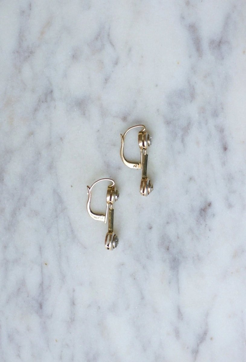 Boucles d'oreilles pendantes Art Deco diamants - Castafiore