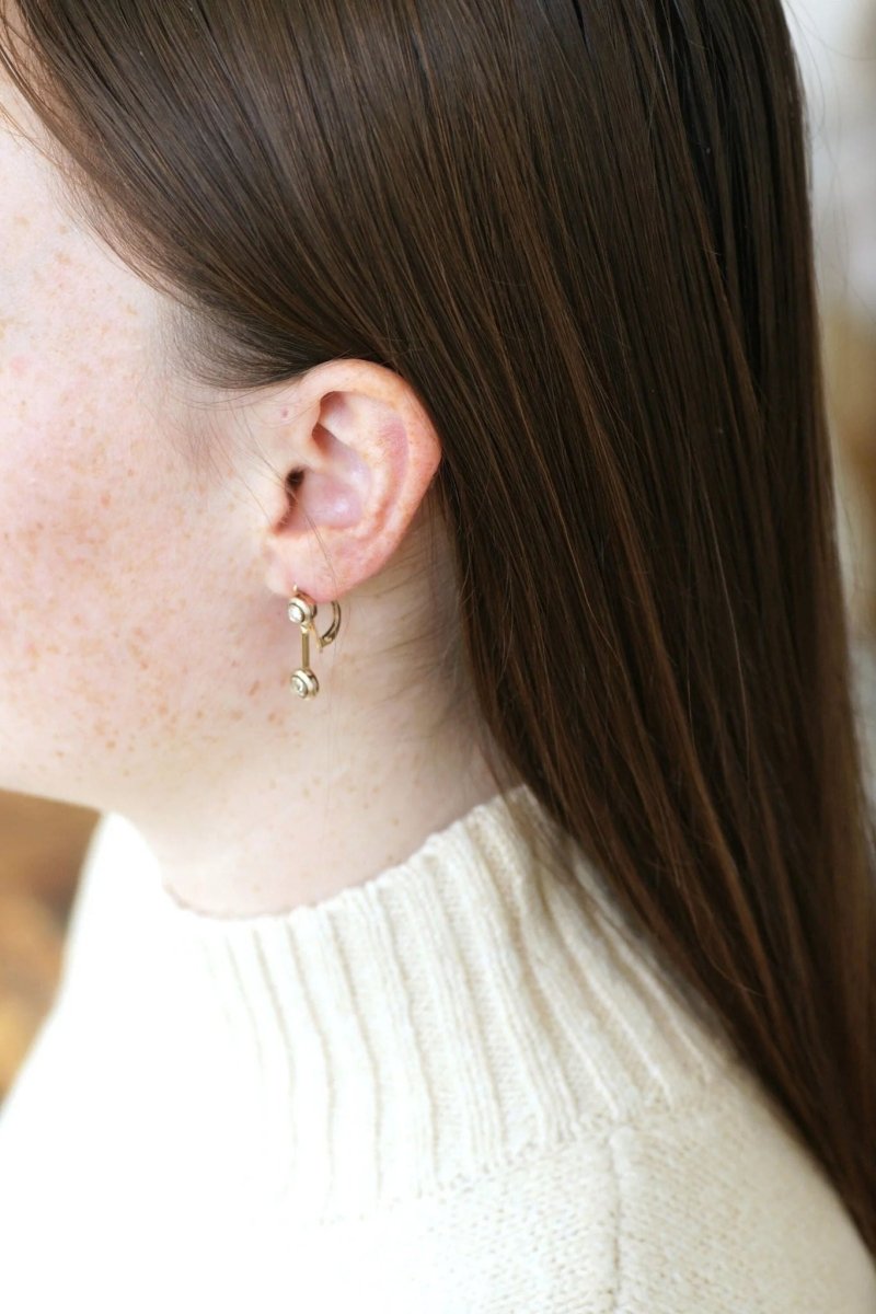 Boucles d'oreilles pendantes Art Deco diamants - Castafiore