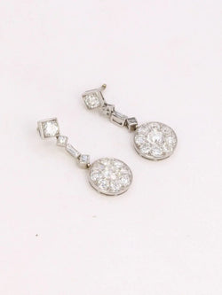 Boucles d'oreilles pendantes Art Déco diamants - Castafiore