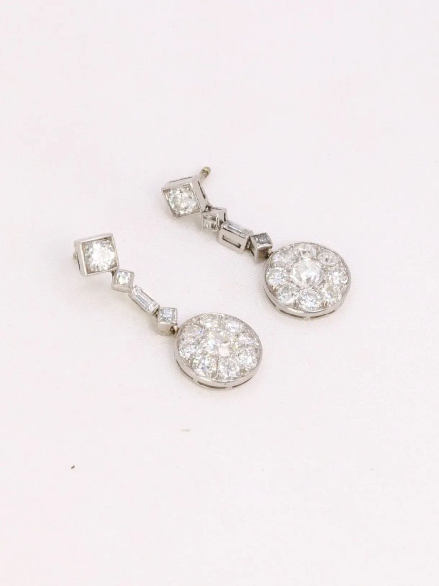 Boucles d'oreilles pendantes Art Déco diamants - Castafiore