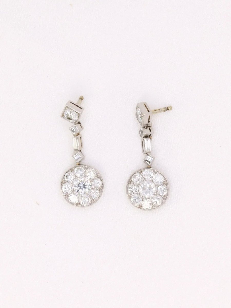 Boucles d'oreilles pendantes Art Déco diamants - Castafiore