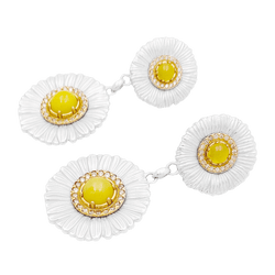 Boucles d'oreilles Pendantes BUCCELLATI "Blossoms Color" en or jaune, argent, agates et diamants - Castafiore