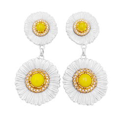 Boucles d'oreilles Pendantes BUCCELLATI "Blossoms Color" en or jaune, argent, agates et diamants - Castafiore