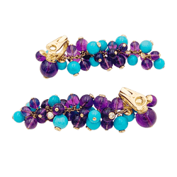 Boucles d'oreilles Pendantes CARTIER "Délices de Goa" en or rose, or blanc, turquoises, améthystes et diamants - Castafiore