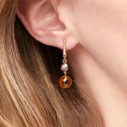 Boucles d'oreilles Pendantes CHANEL "Mademoiselle" en or jaune, citrines, rubellites, améthystes et diamants - Castafiore