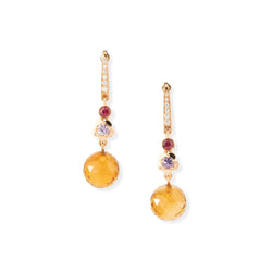 Boucles d'oreilles Pendantes CHANEL "Mademoiselle" en or jaune, citrines, rubellites, améthystes et diamants - Castafiore