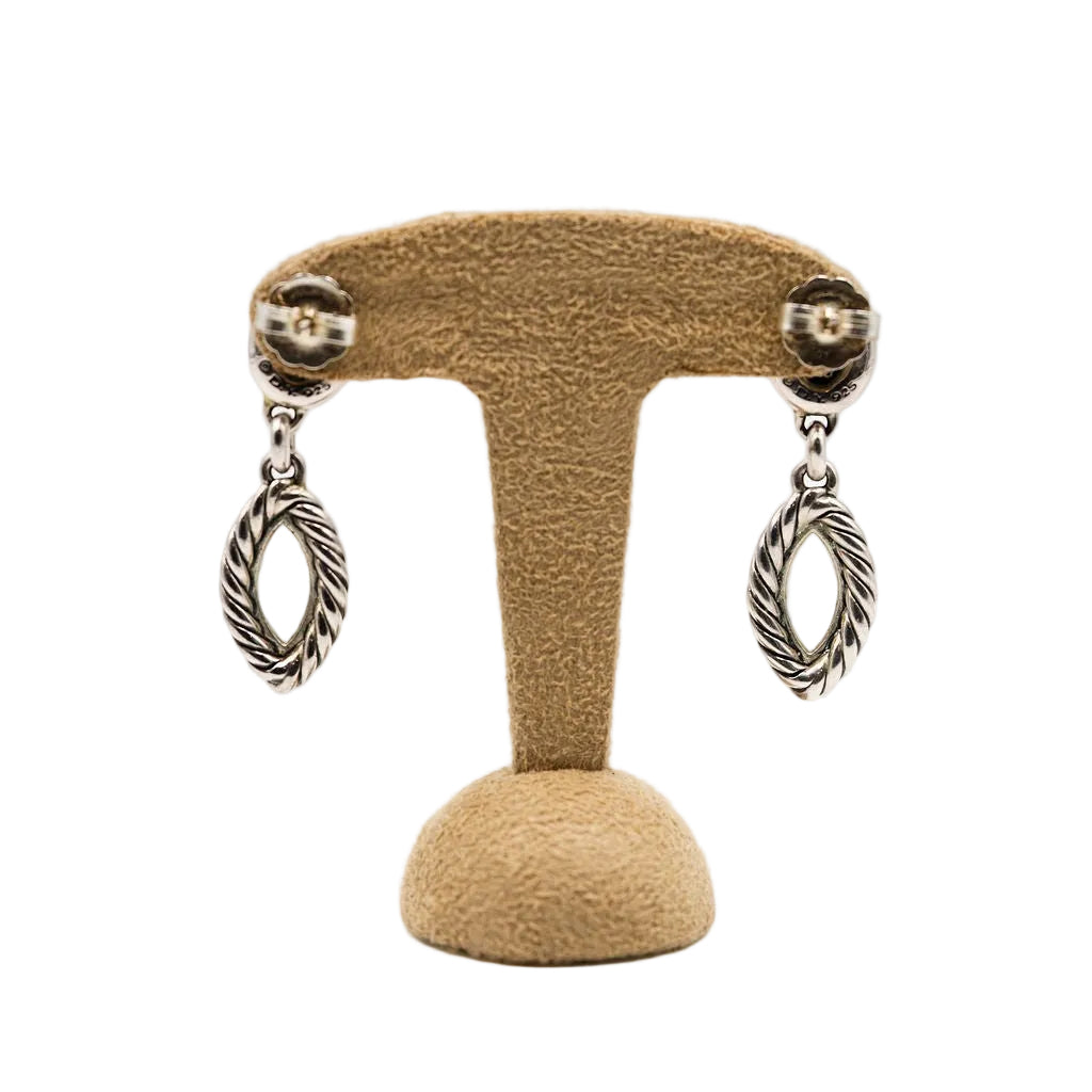 Boucles d'Oreilles Pendantes DAVID YURMAN en argent, pierre de lune et hematite - Castafiore